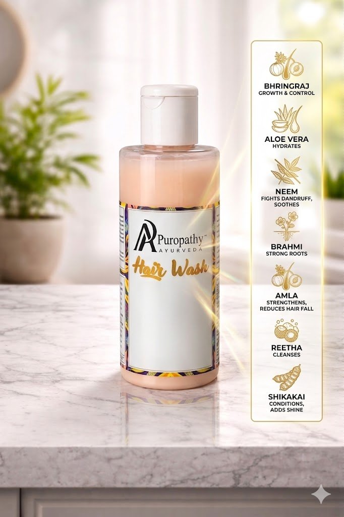 “Puropathy Ayurveda Hair Wash Herbal Shampoo for Smooth, Strong and Dandruff-Free Hair”