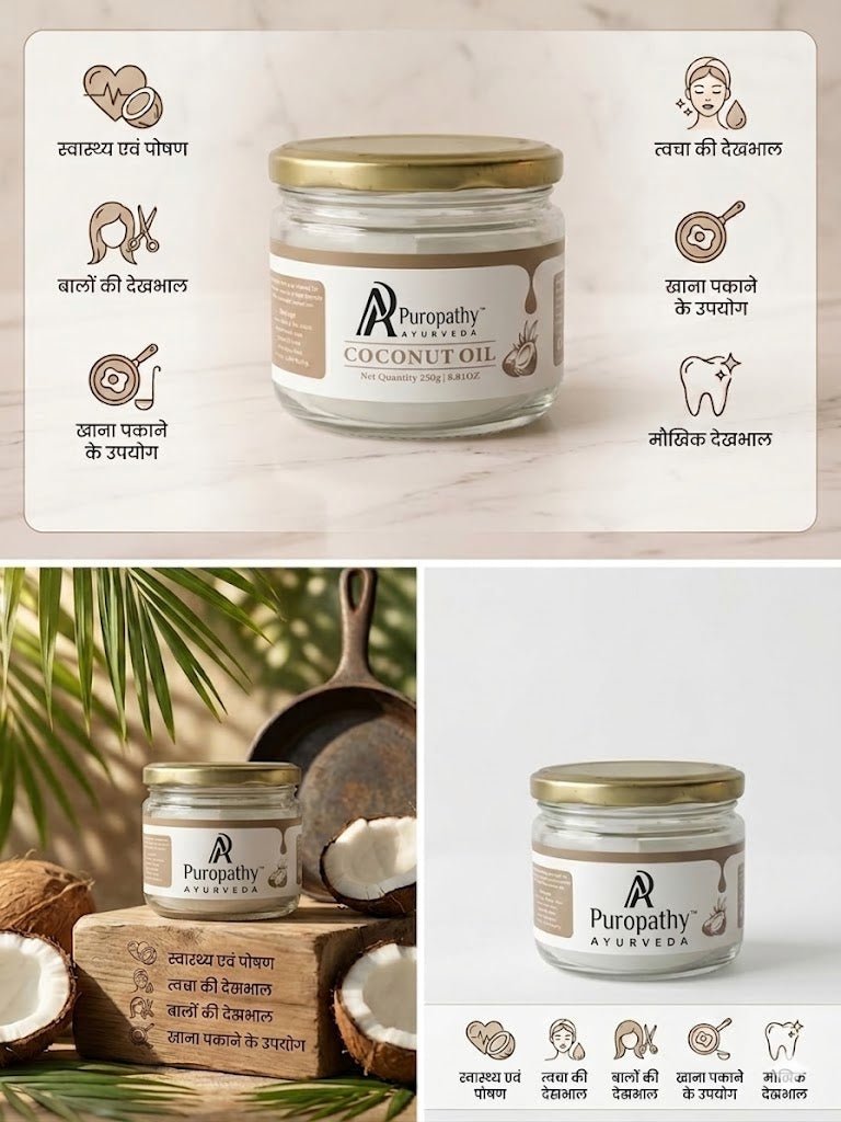 “Puropathy Pure Natural Coconut Oil Cold-Pressed Virgin Oil for Hair, Skin and Wellness Care”