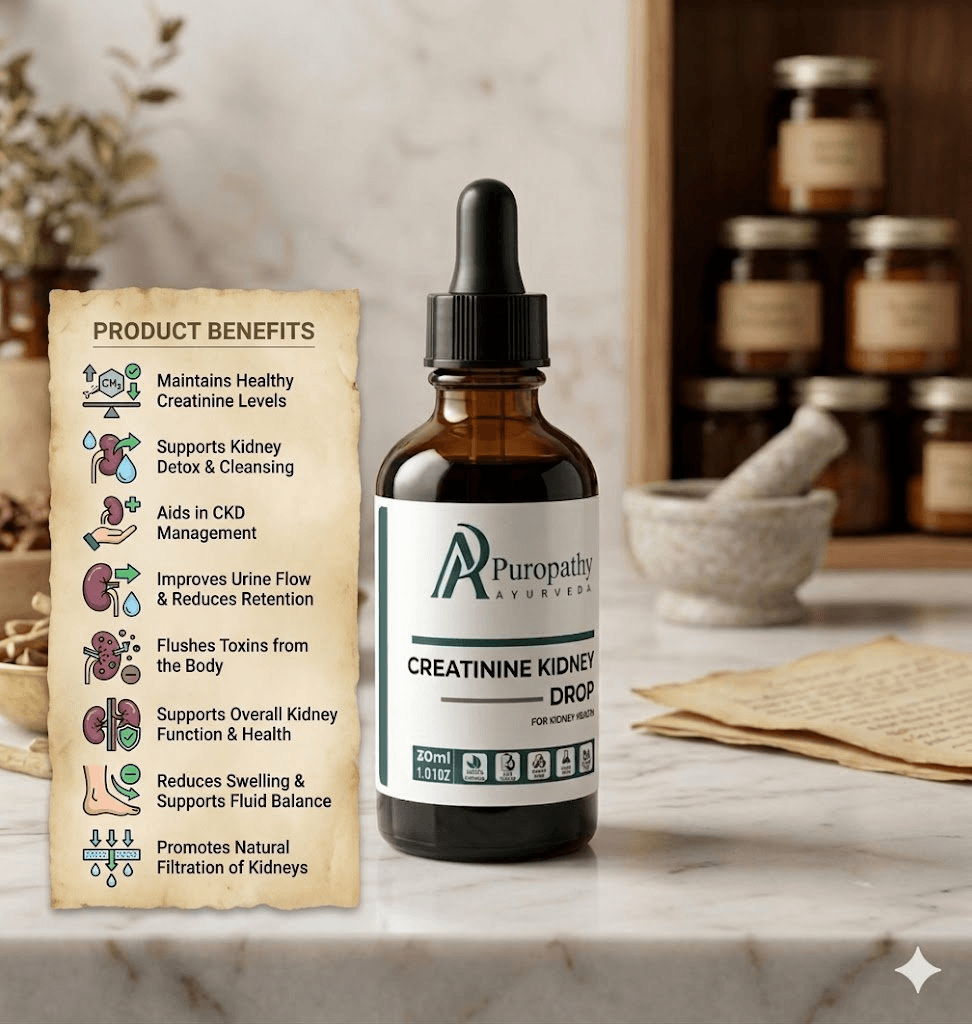 “Puropathy Creatinine Kidney Drop Ayurvedic Liquid for Kidney Detox, Creatinine Control and Renal Health Support”
