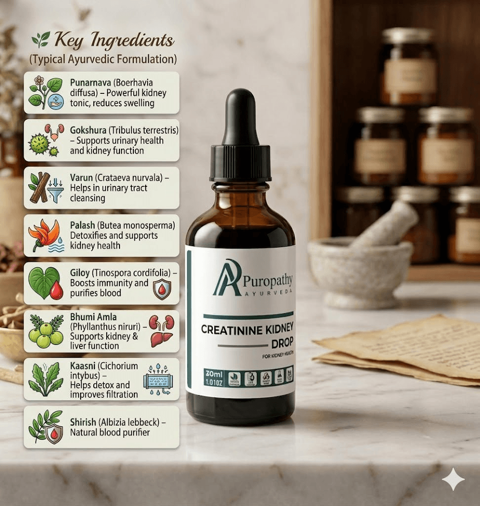“Puropathy Creatinine Kidney Drop Ayurvedic Liquid for Kidney Detox, Creatinine Control and Renal Health Support”
