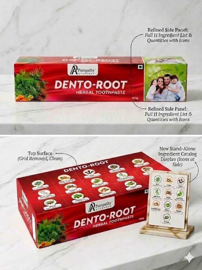 Dento Root Herbal Toothpaste Natural Teeth Care Puropathy