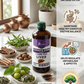 A bottle of Liver syrup sits on a table with herbs, spices, and amla. Icons illustrate liver detox, enzyme balance, metabolism, and antioxidants. Below reads: "Your partner in natural Ayurvedic Liver Care.
