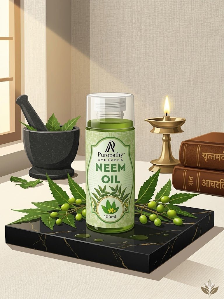 “Puropathy Neem Oil Cold-Pressed Ayurvedic Oil for Acne, Skin Healing and Scalp Care”