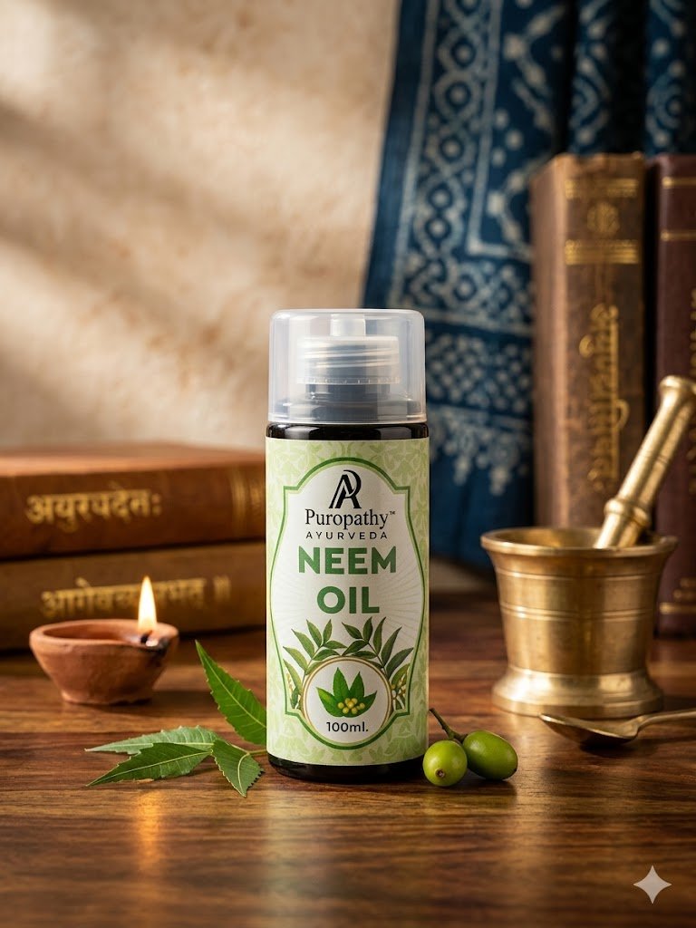 “Puropathy Neem Oil Cold-Pressed Ayurvedic Oil for Acne, Skin Healing and Scalp Care”