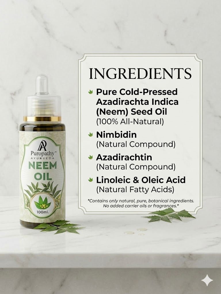 “Puropathy Neem Oil Cold-Pressed Ayurvedic Oil for Acne, Skin Healing and Scalp Care”