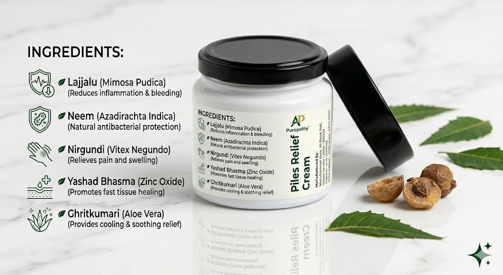 “Puropathy Piles Relief Cream Ayurvedic Formula for Hemorrhoid Pain, Burning and Swelling Relief”