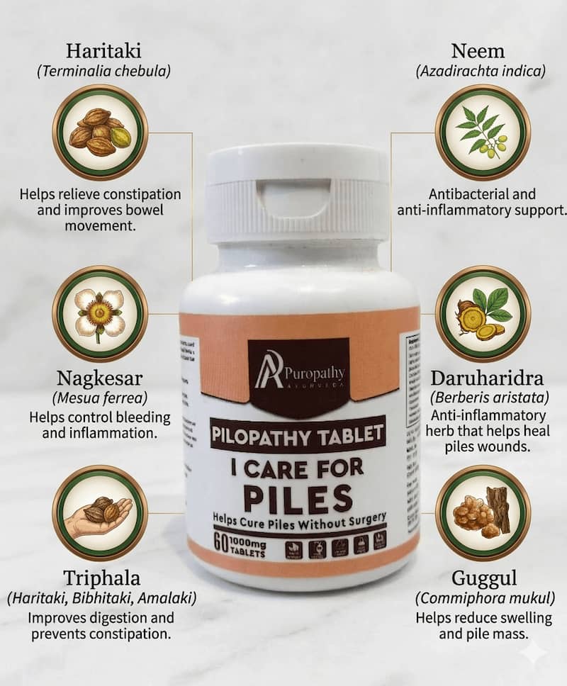 “Puropathy Natural Care Piles Ayurvedic Supplement for Hemorrhoids, Pain Relief and Digestive Support”