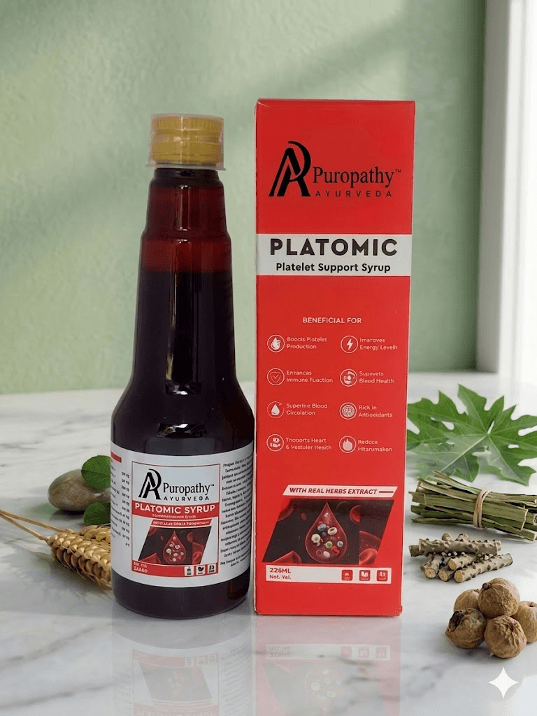 “Puropathy Platomic Syrup Ayurvedic Platelet Support Formula with Papaya Leaf and Giloy”