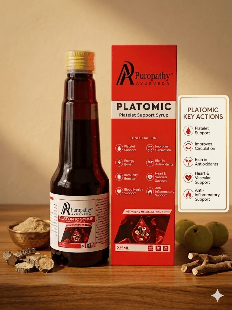 “Puropathy Platomic Syrup Ayurvedic Platelet Support Formula with Papaya Leaf and Giloy”