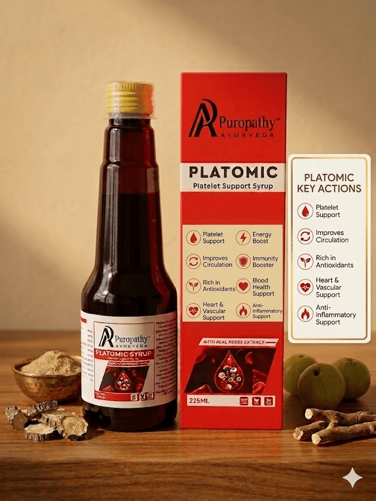 “Puropathy Platomic Syrup Ayurvedic Platelet Support Formula with Papaya Leaf and Giloy”