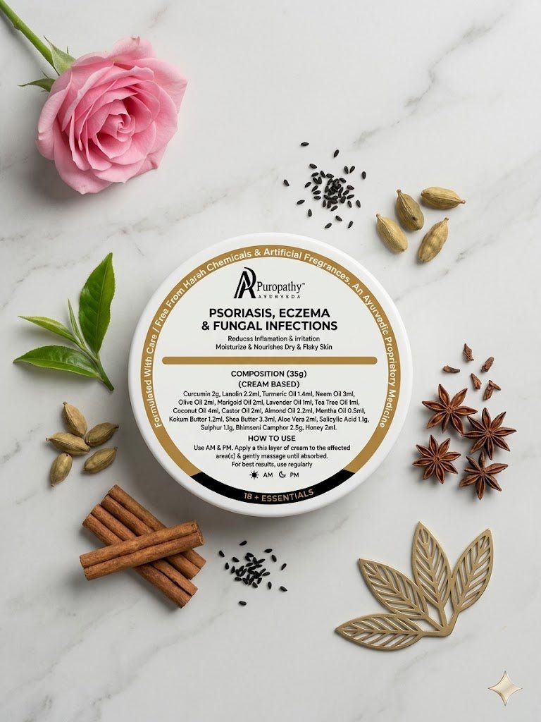 “Puropathy Psoriasis Eczema & Fungal Cream Ayurvedic Skin Healing Cream for Itching, Redness and Infection Relief”