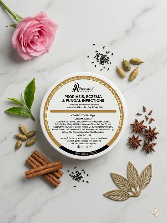 “Puropathy Psoriasis Eczema & Fungal Cream Ayurvedic Skin Healing Cream for Itching, Redness and Infection Relief”