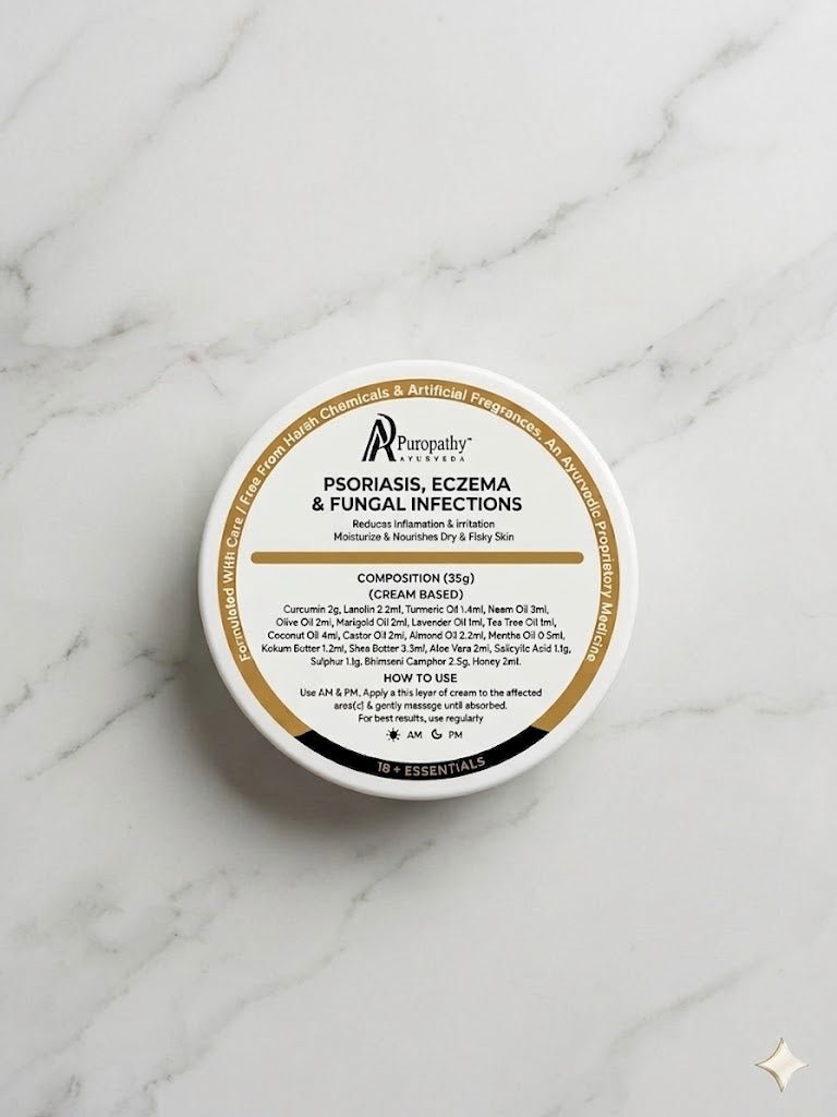 “Puropathy Psoriasis Eczema & Fungal Cream Ayurvedic Skin Healing Cream for Itching, Redness and Infection Relief”