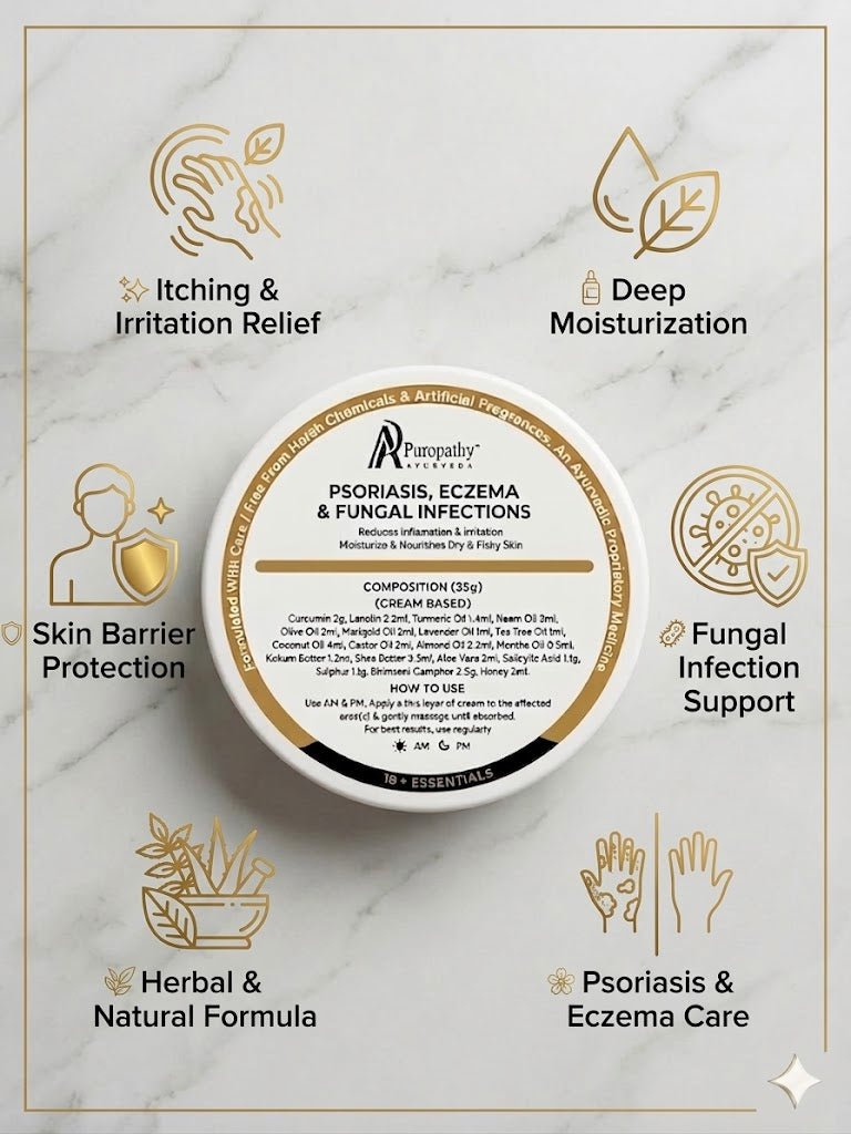 “Puropathy Psoriasis Eczema & Fungal Cream Ayurvedic Skin Healing Cream for Itching, Redness and Infection Relief”