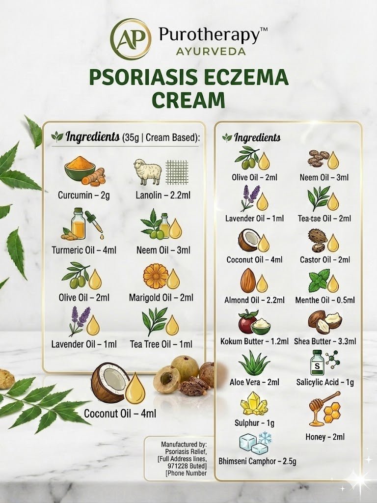 “Puropathy Psoriasis Eczema & Fungal Cream Ayurvedic Skin Healing Cream for Itching, Redness and Infection Relief”