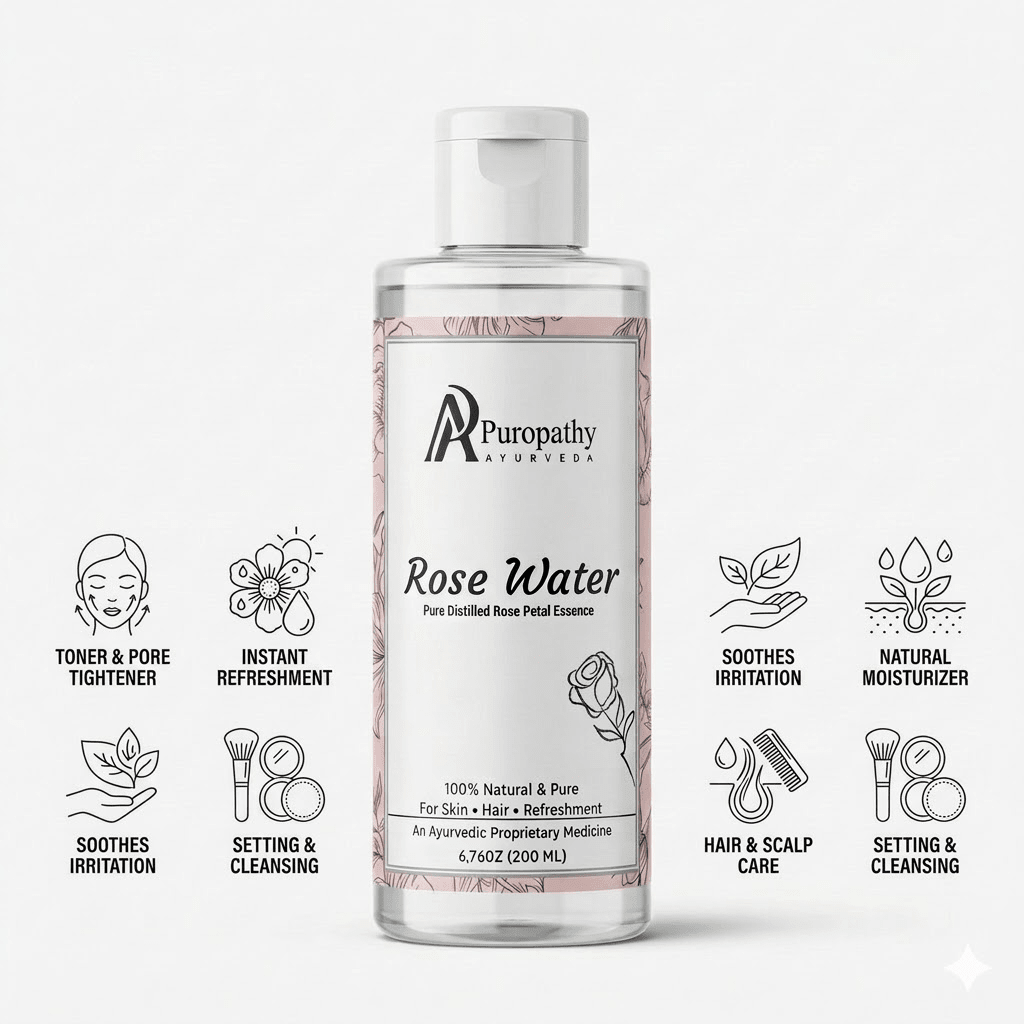 “Puropathy Rose Water Pure Natural Hydrating Toner for Glowing Skin and Refreshing Skin Care”